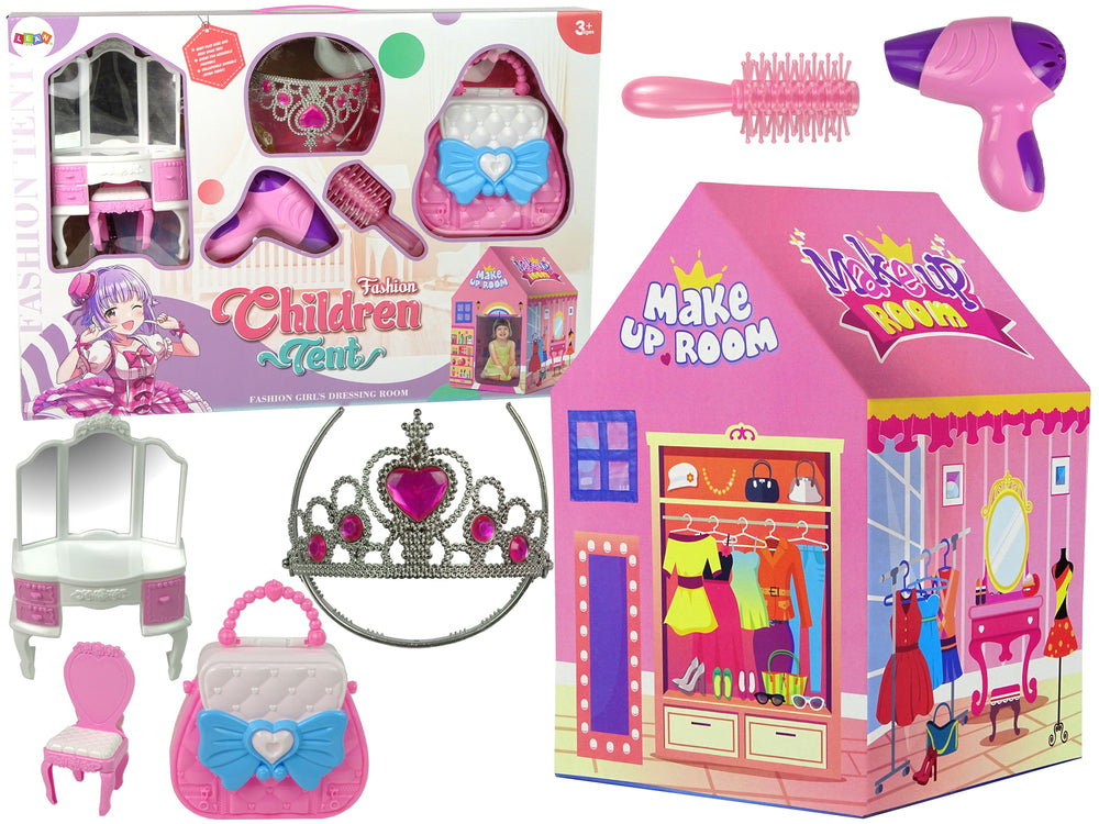 Princess Tent for Children Beauty Salon Pink Accessories Crown