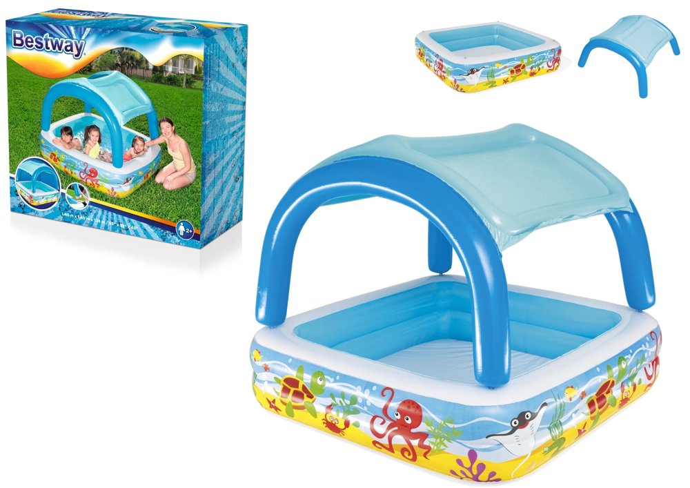 Inflatable Paddling Pool for Children with Canopy 140 x 140 x 114 cm Bestway 52192