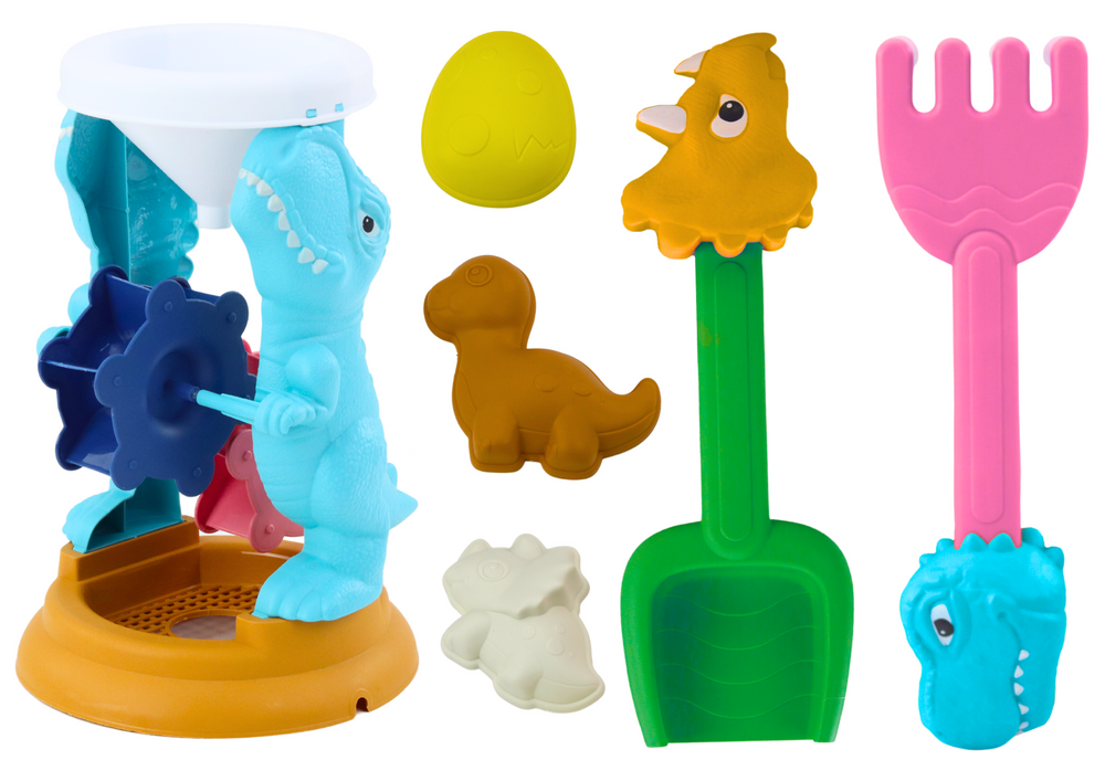 Sand Toy Set Mill Shovel Rake Molds Dinosaurs