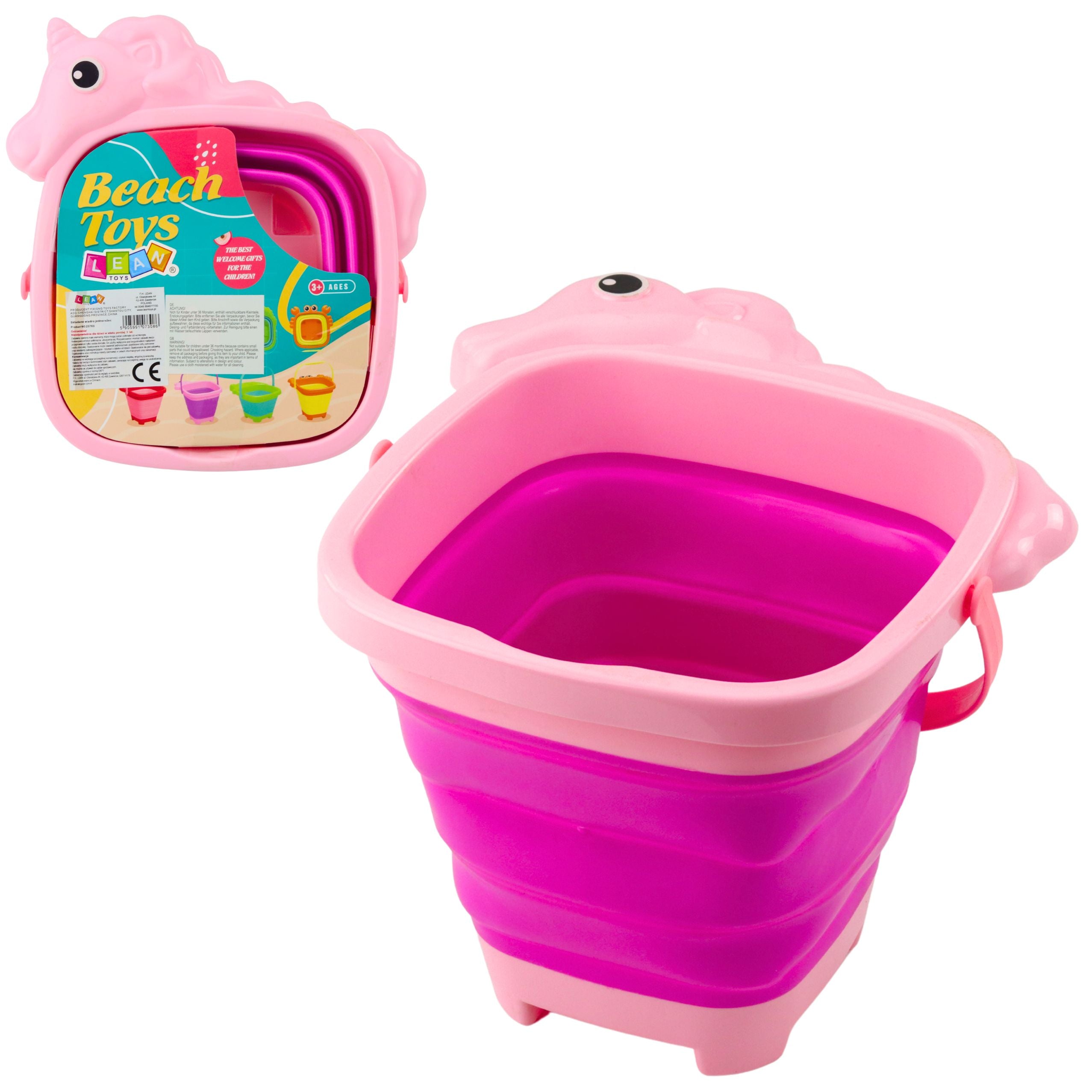 Foldable Silicone Unicorn Beach Bucket Pink