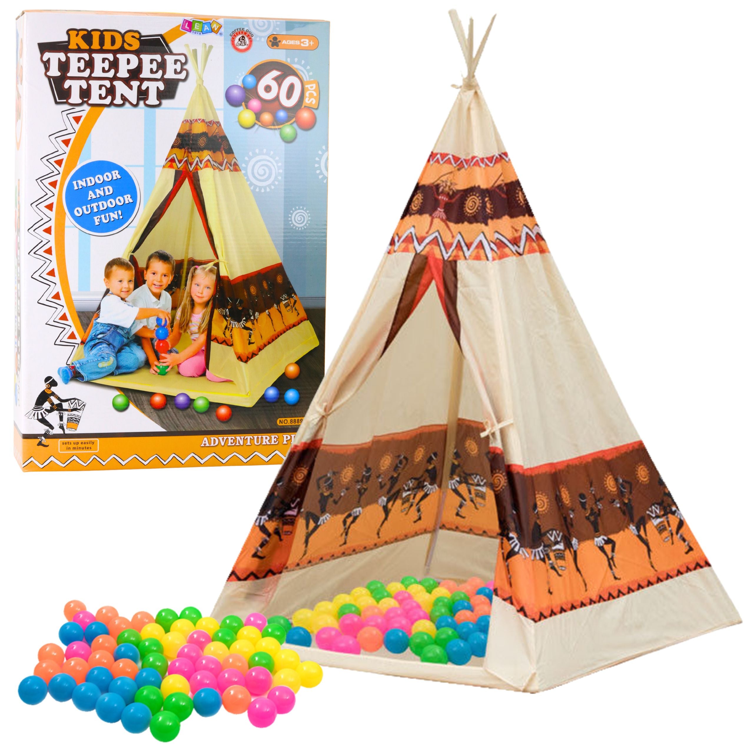 Indian Tipi Tent for Children + 60 Balls 155 cm