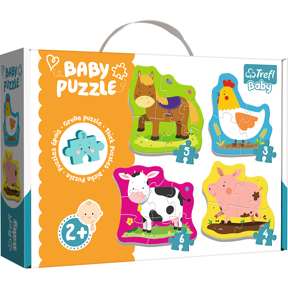 Puzzle - Baby Classic - Zwierzęta na wsi - Konik Kurka Świnka Krówka - Trefl 36070