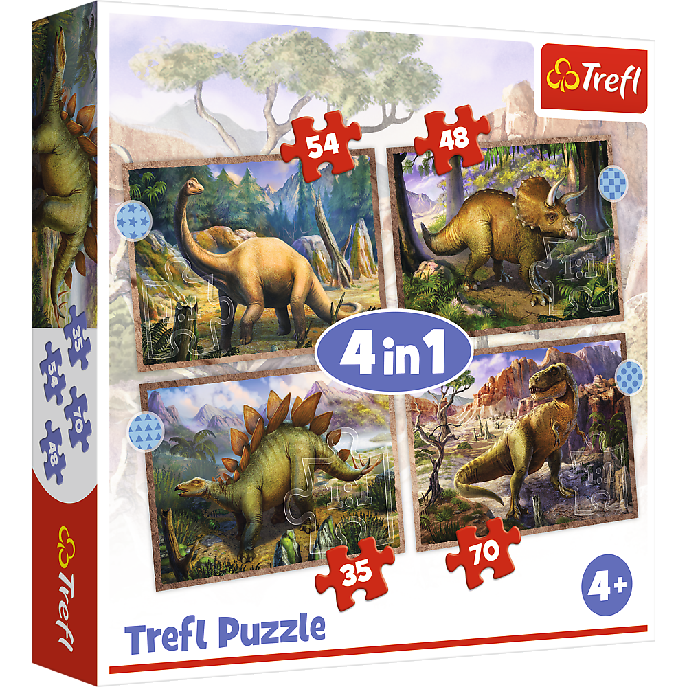 Puzzle - 4w1 (35, 48, 54, 70) - Ciekawe dinozaury - Trefl 34383