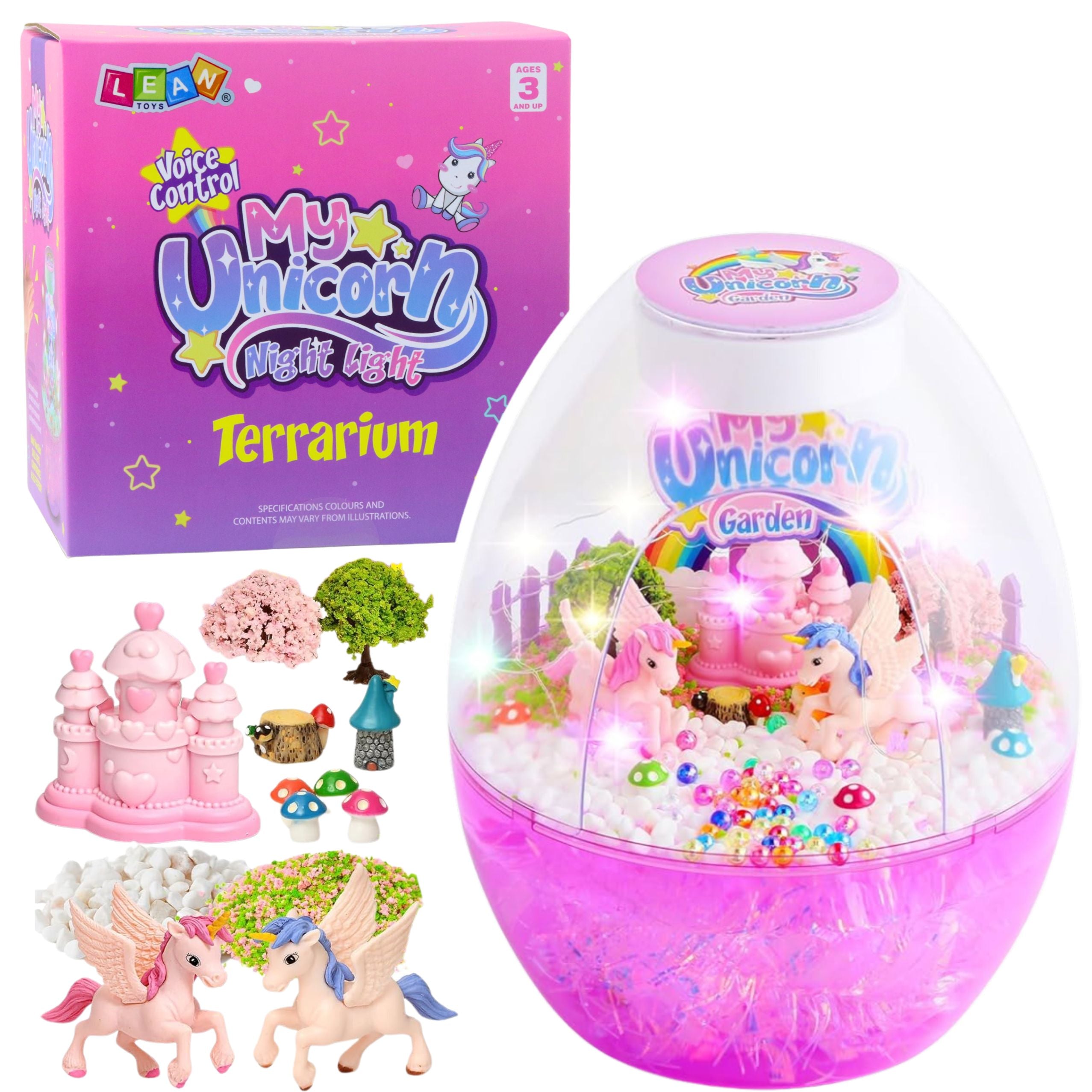 Magiczny zestaw kreatywny Terrarium Jednorożce DIY Lampka Nocna Sterowanie Głosem dla dzieci