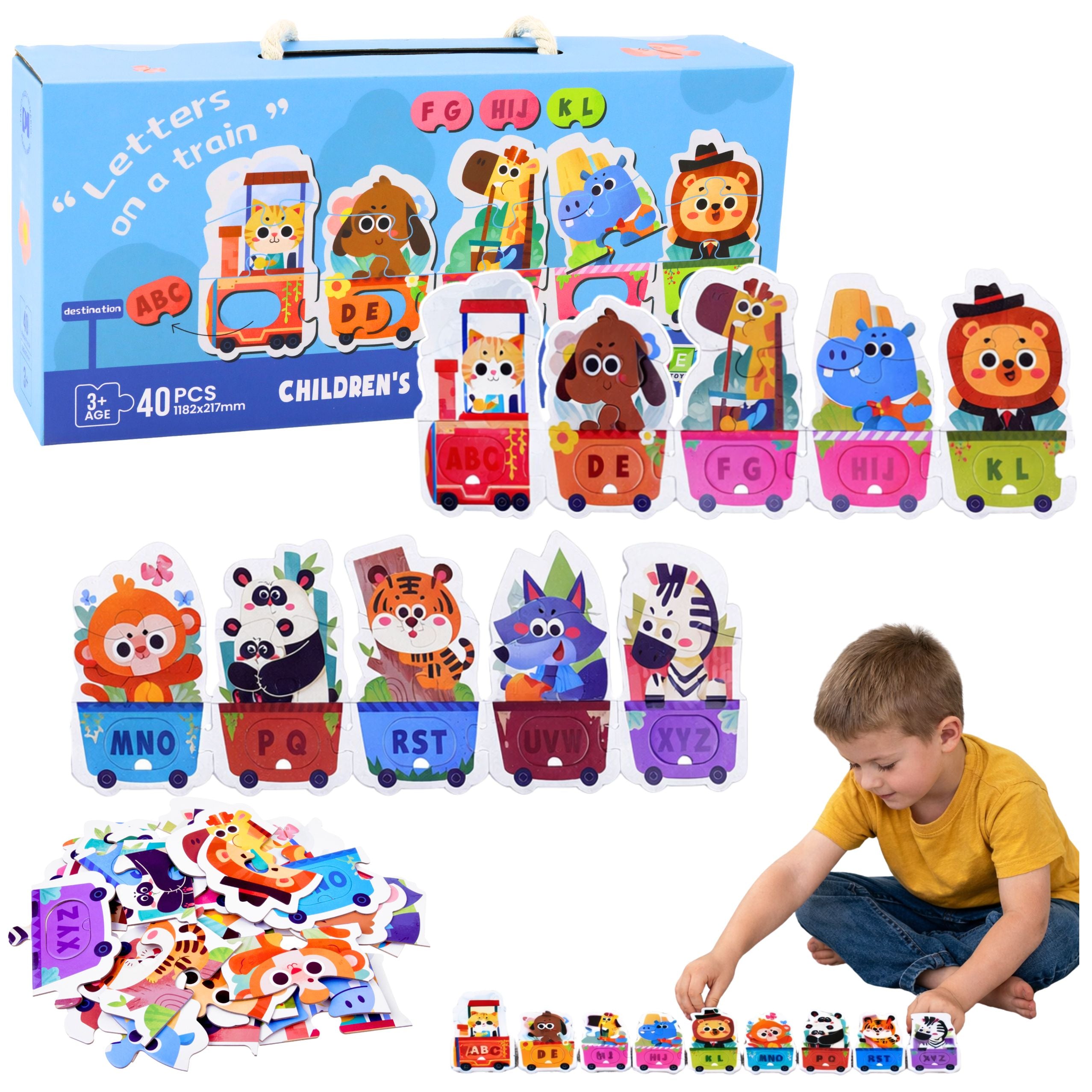 Puzzle Edukacyjne Dla Malucha Alfabet Pociąg Ze Zwierzętami 40 el.