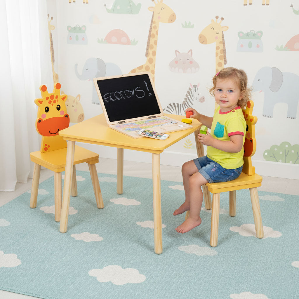 Zestaw mebli dla dzieci stolik + 2 krzesła żyrafa ECOTOYS