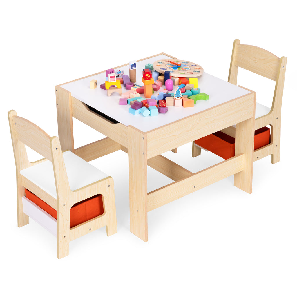 Zestaw mebli dla dzieci stolik + 2 krzesła tablica kredowa ECOTOYS