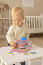 Drewniana kasa fiskalna dla dzieci skaner banknoty monety karta