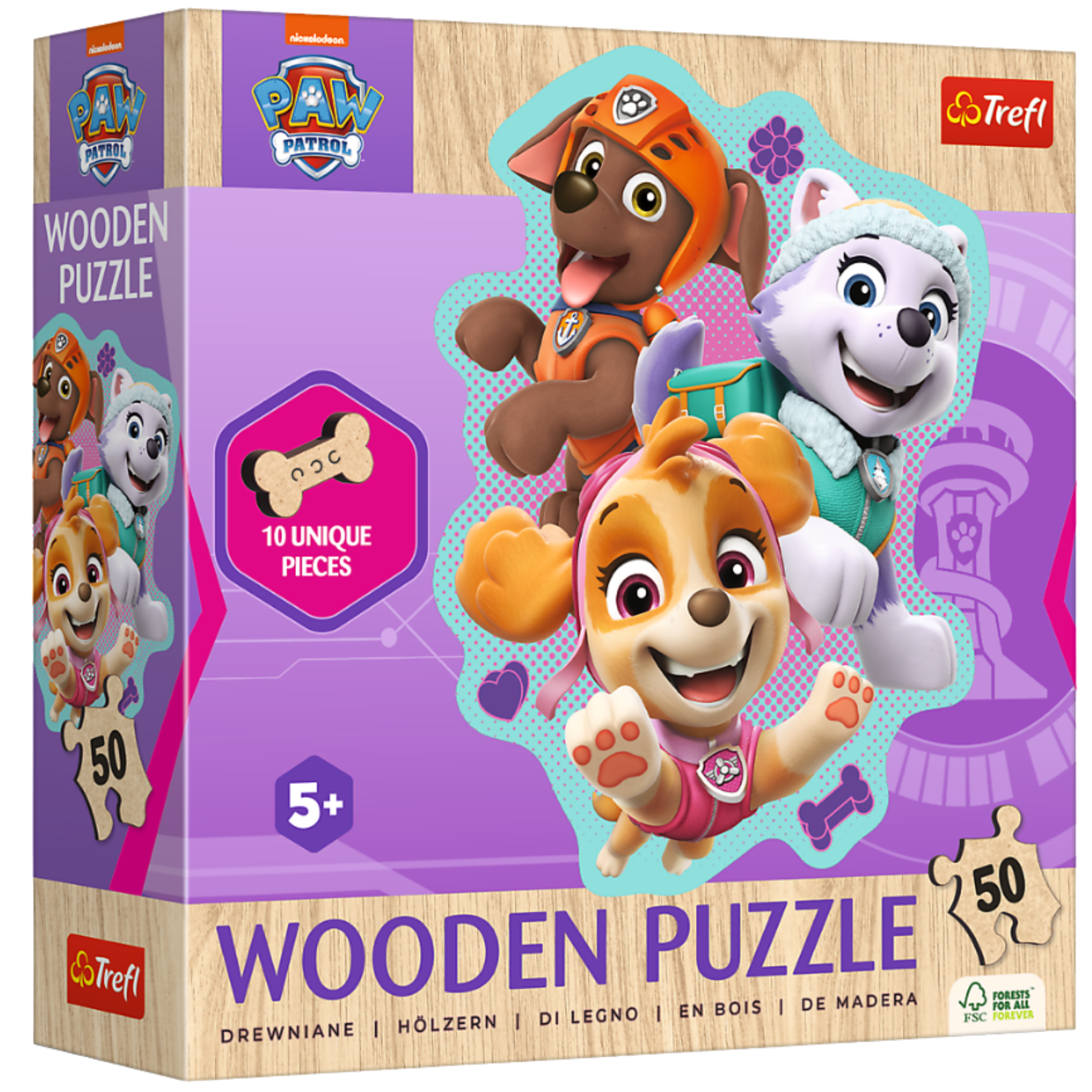 Puzzle - 50 - Drewniane - Wesoła gromadka piesków - Psi Patrol - Trefl  20258