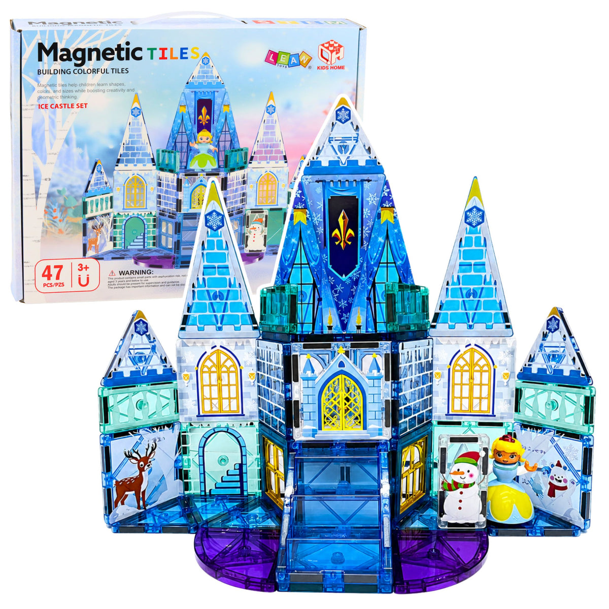 Klocki Magnetyczne Konstrukcyjne Zamek Lodowej Księżniczki Niebieskie 47 el.