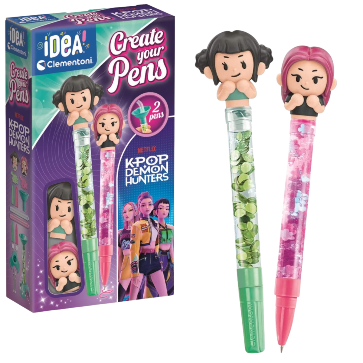 Clementoni 18478 Idea Art Mini Pen Factory K-Pop Demon Hunters Mira and Zoey