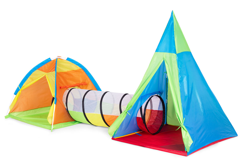 Kolorowy namiot dla dzieci 3w1 z tunelem, igloo i tipi, idealny plac zabaw do domu i ogrodu.