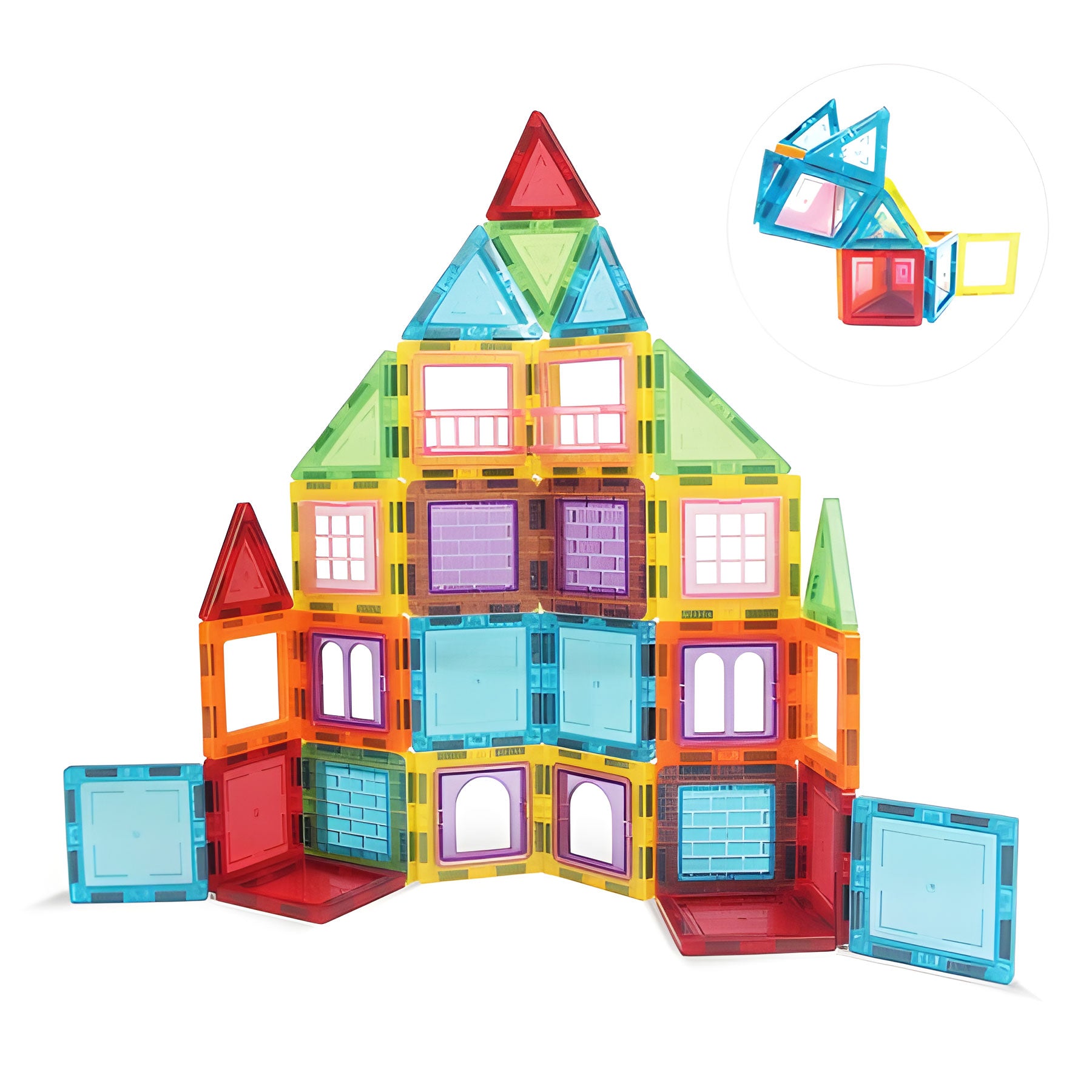 Klocki magnetyczne konstrukcyjne domek autko przyczepka 130 elementów