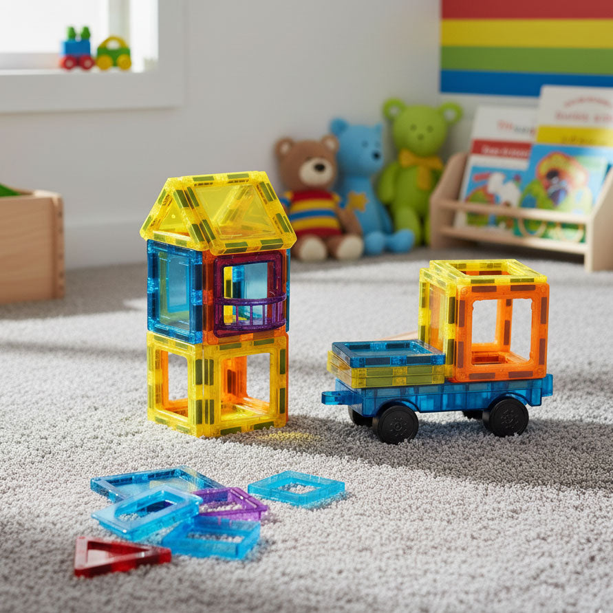 Klocki magnetyczne konstrukcyjne domek autko 45 elementów