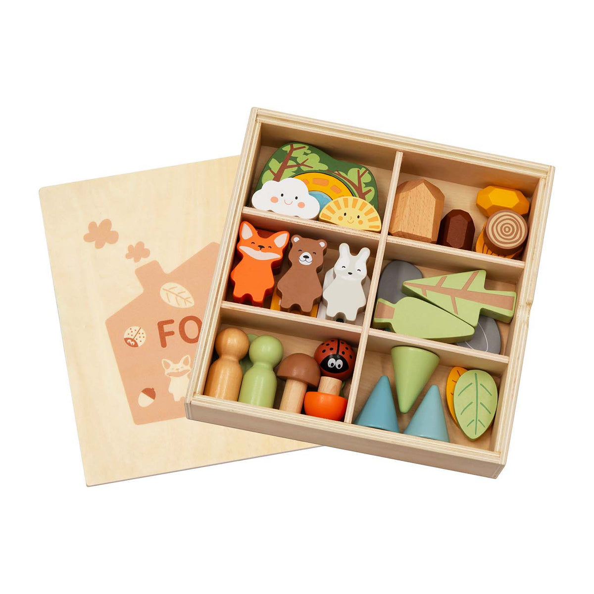 Montessori zestaw drewnianych figurek „Zestaw leśny”