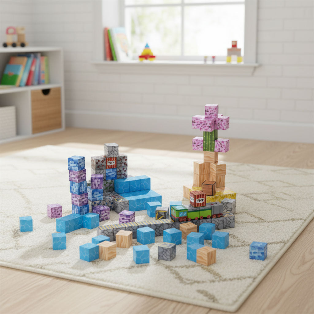 Klocki magnetyczne konstrukcyjne dla dzieci zestaw 112 elementów