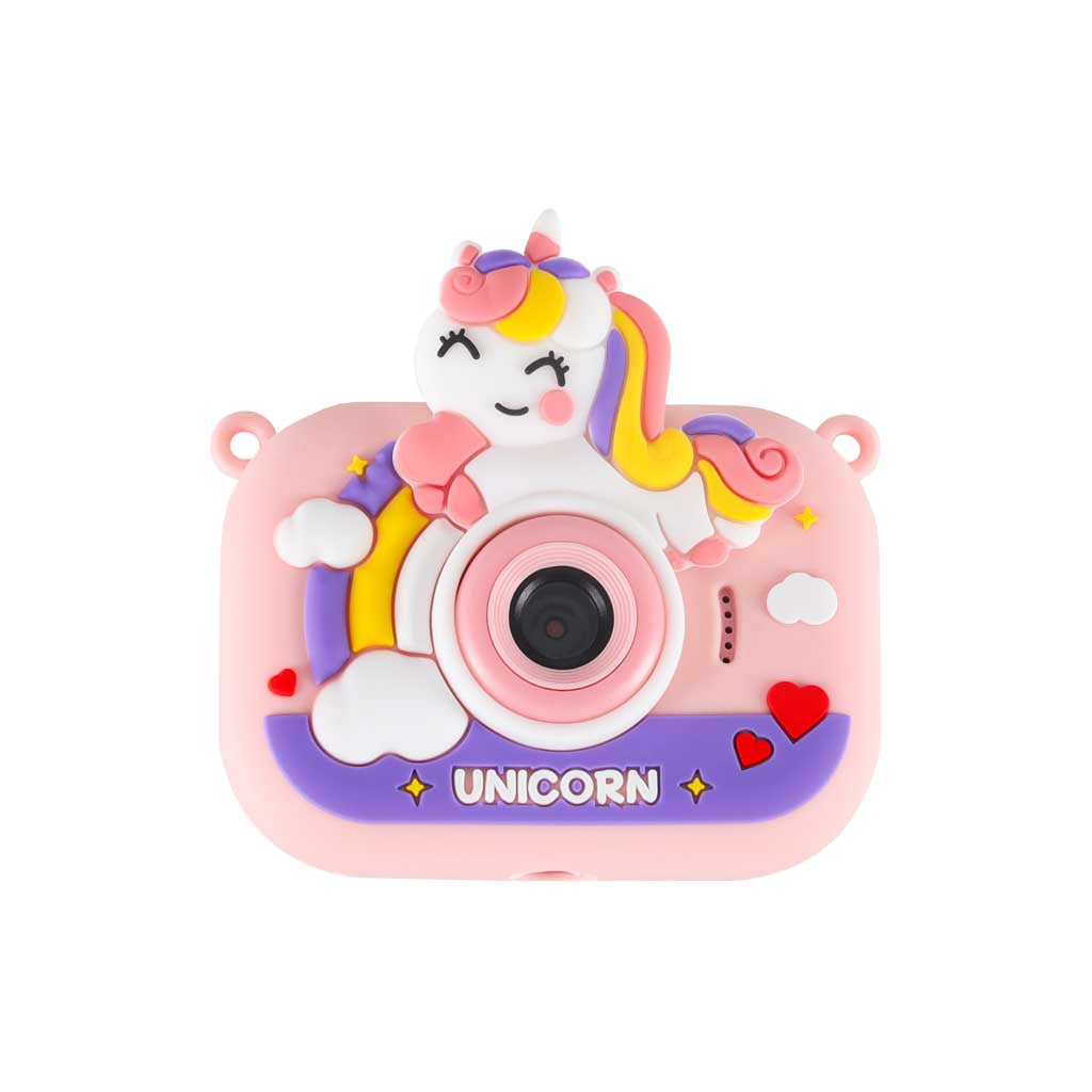 Aparat fotograficzny cyfrowy dla dzieci na statywie jednorożec różowy