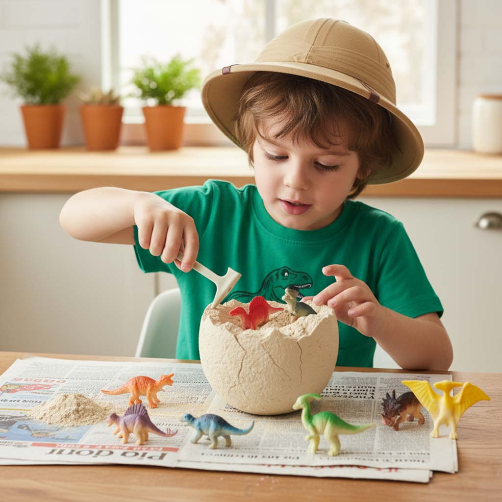 Dinozaury wykopaliska jajko dinozaura 12 figurek zestaw archeologiczny