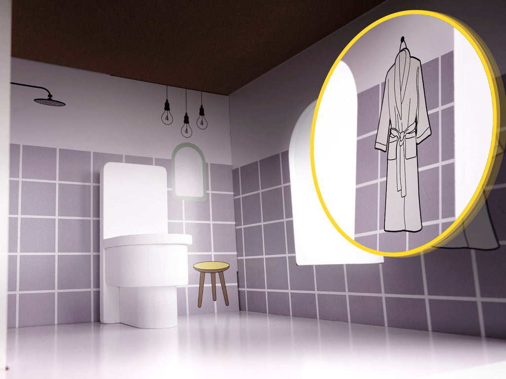 Domek dla lalek drewniany mebelki 70cm szary