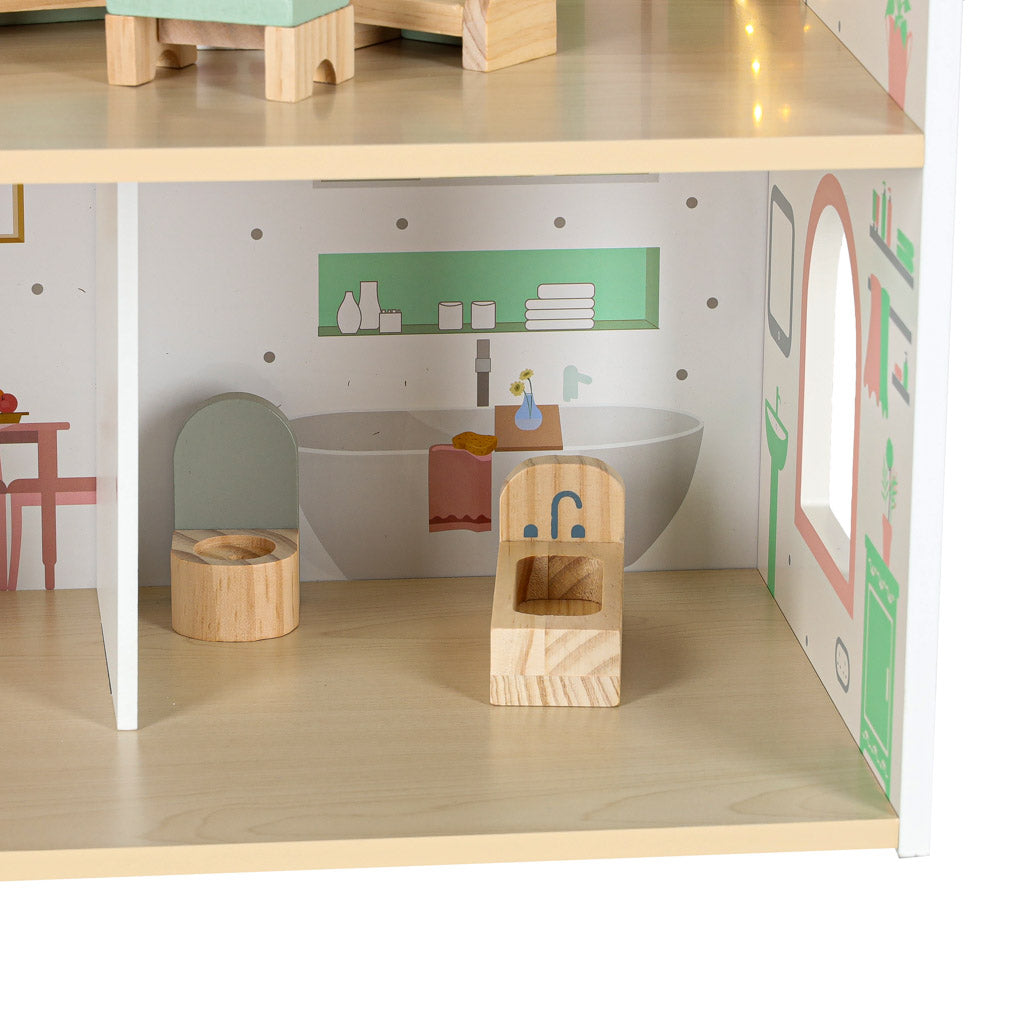 Domek dla lalek drewniany LULILO Peonio 70cm LED róż