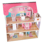 Domek dla lalek drewniany MDF mebelki 70cm różowy LED