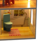 Domek dla lalek drewniany MDF mebelki 70cm różowy LED