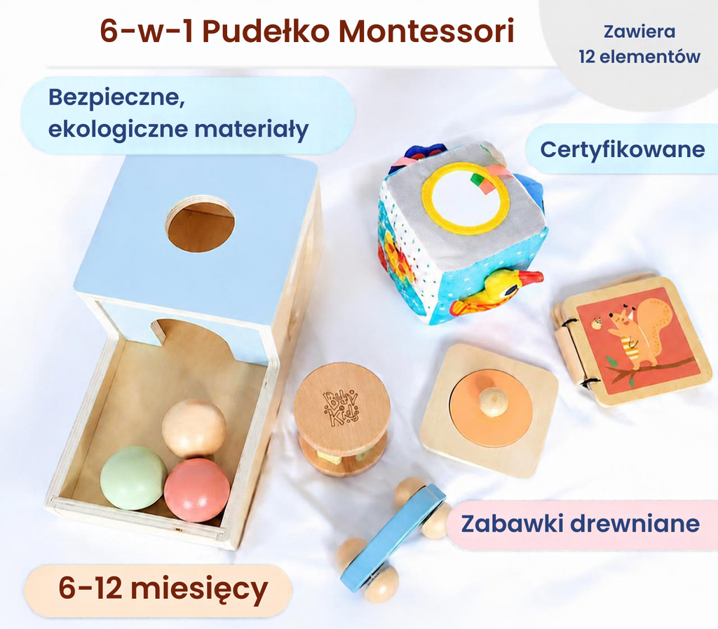 Zestaw Montessori BusyKids dla dzieci w wieku od 6 do 12 miesięcy