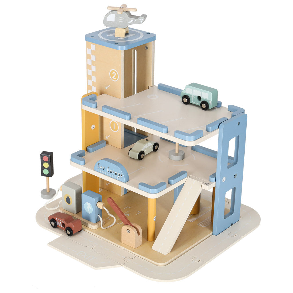 Garaż drewniany parking samochodowy piętrowy stacja benzynowa