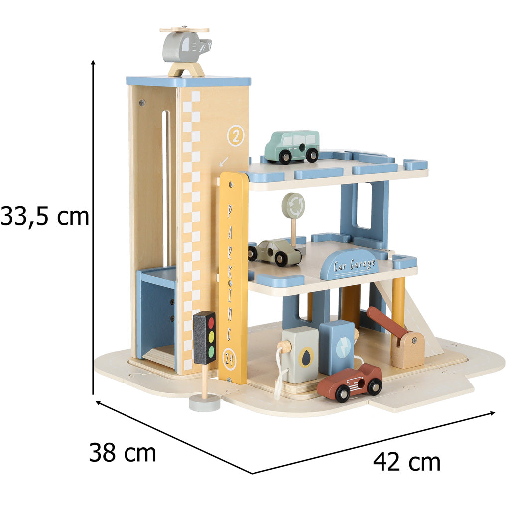 Garaż drewniany parking samochodowy piętrowy stacja benzynowa