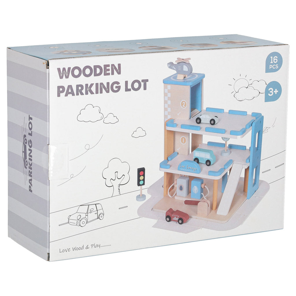 Garaż drewniany parking samochodowy piętrowy stacja benzynowa