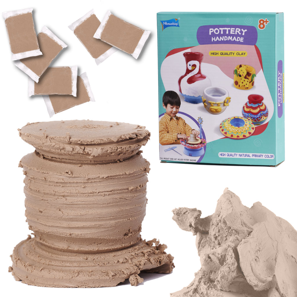 Wysokiej jakości glina rzeźbiarska 1200g w naturalnym kolorze, idealna jako zapas masy do modelowania dla dzieci i do koła garncarskiego. Opakowanie z 6 porcjami.