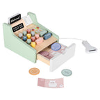 Wooden Toy Cash Register for Kids with Card Terminal and Scanner