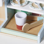 Wooden Play Café and Bakery for Kids with Coffee Machine, Cupcakes, Ice Cream and Desserts