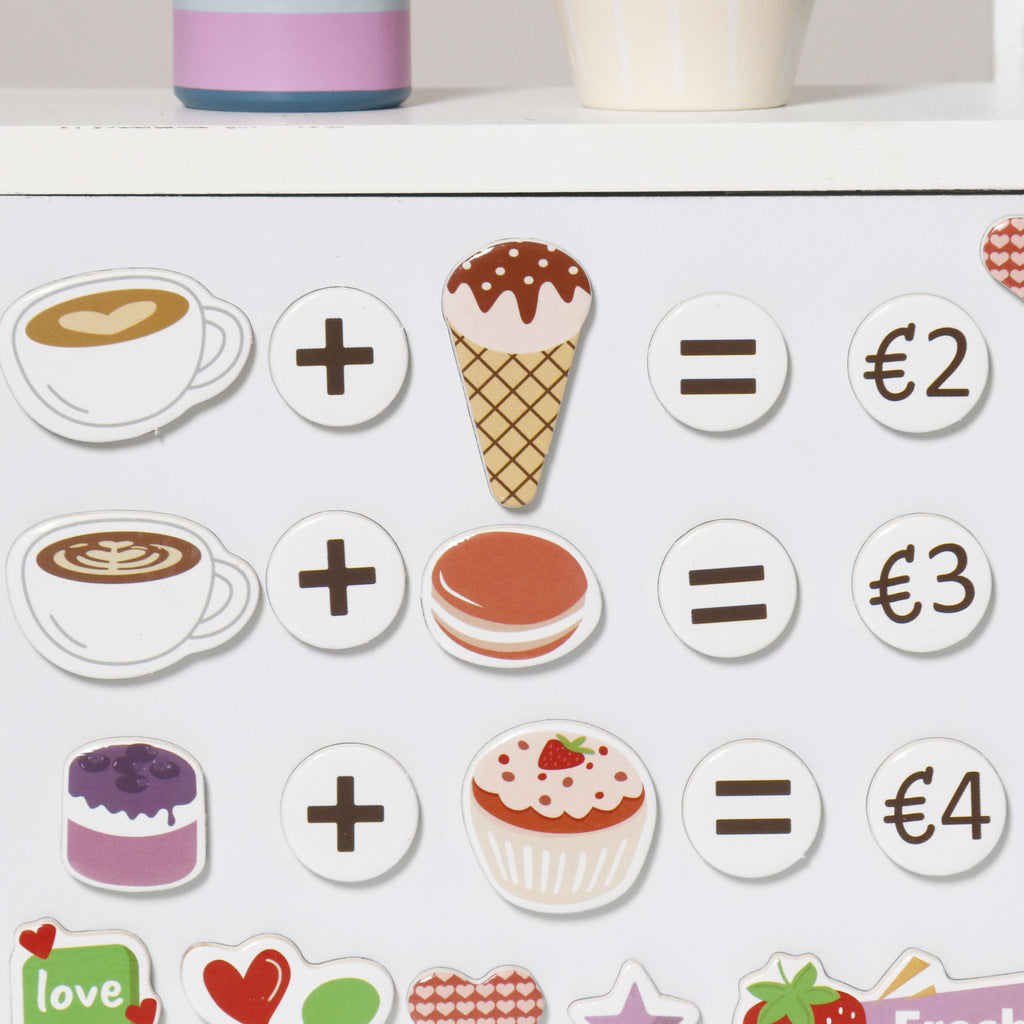 Wooden Play Café and Bakery for Kids with Coffee Machine, Cupcakes, Ice Cream and Desserts