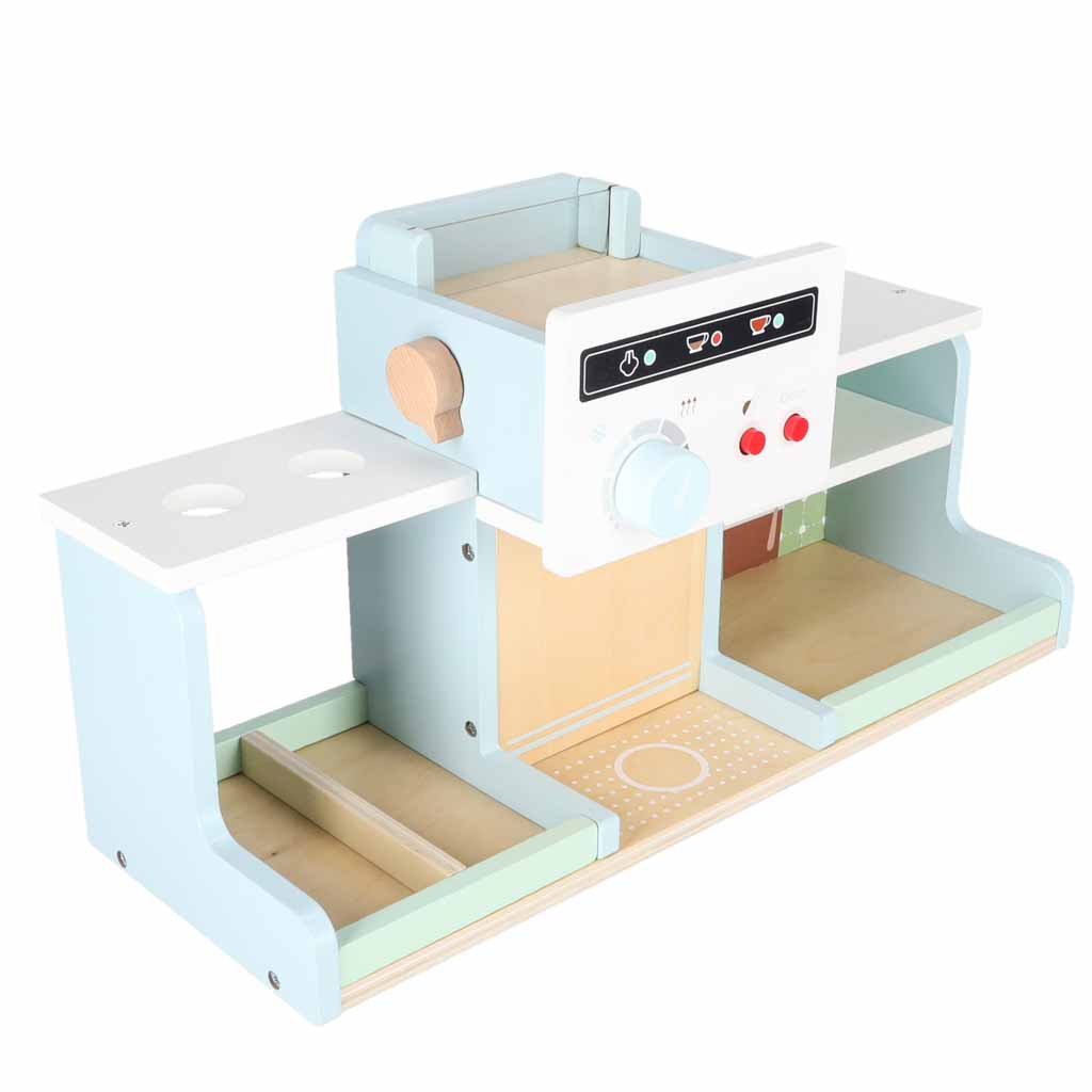 Wooden Play Café and Bakery for Kids with Coffee Machine, Cupcakes, Ice Cream and Desserts