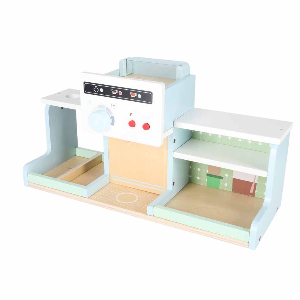 Wooden Play Café and Bakery for Kids with Coffee Machine, Cupcakes, Ice Cream and Desserts
