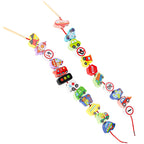 Klocki drewniane do nawlekania pojazdy znaki drogowe