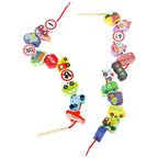 Klocki drewniane do nawlekania pojazdy znaki drogowe