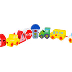 Klocki drewniane do nawlekania tablica plansza samochody pojazdy