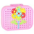 Klocki konstrukcyjne układanka w walizce kreatywna mozaika + wkrętarka jednorożec