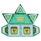Klocki magnetyczne konstrukcyjne kosmos stacja kosmiczna: efektowny zielony moduł budowli z przezroczystymi elementami i oznaczeniami 'radiation', pobudzający kreatywność i logiczne myślenie w projektach 3D.