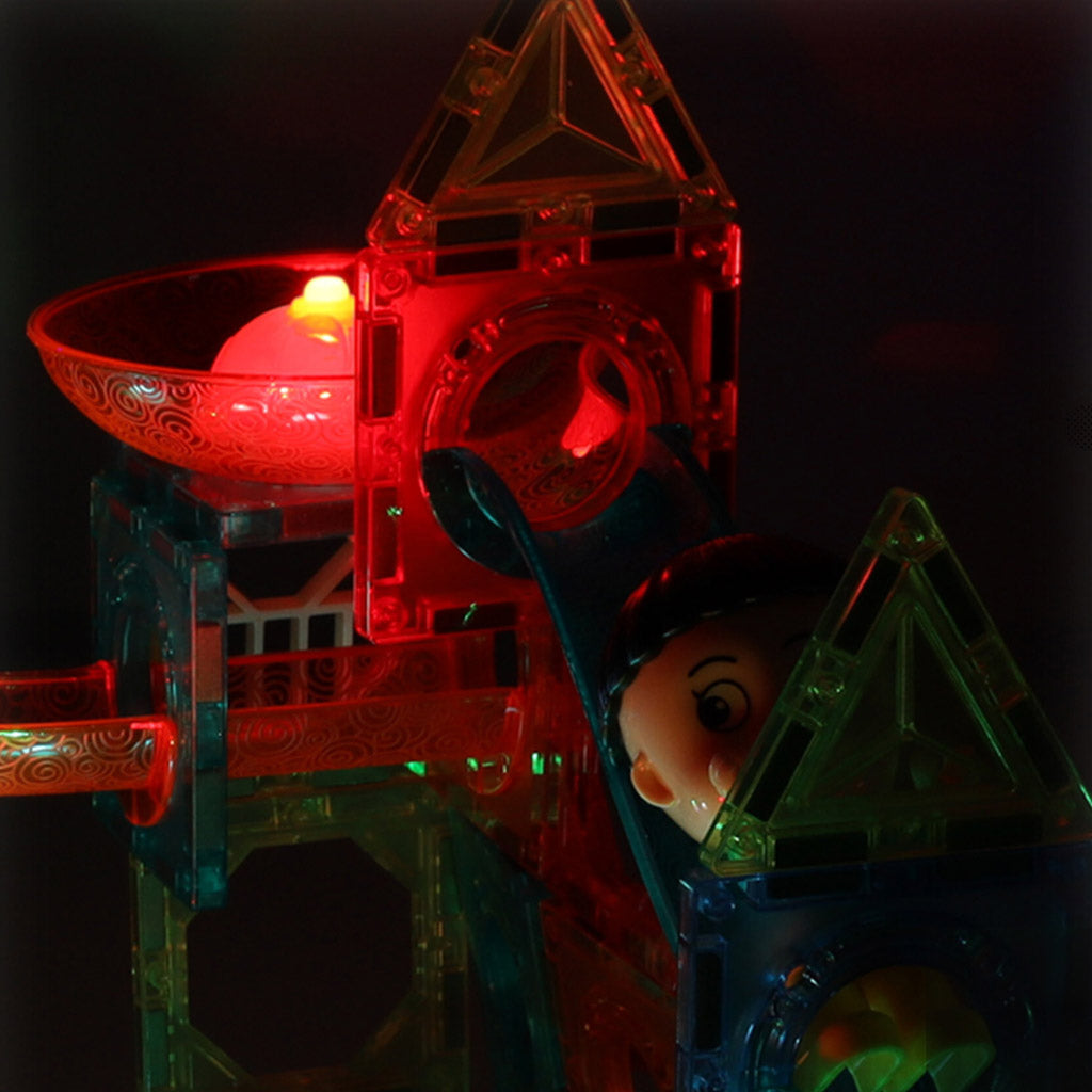 Klocki magnetyczne marble tor kulkowy świecący 202 elementy