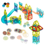 Klocki magnetyczne marble tor kulkowy świecący 202 elementy