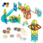 Klocki magnetyczne marble tor kulkowy świecący 202 elementy