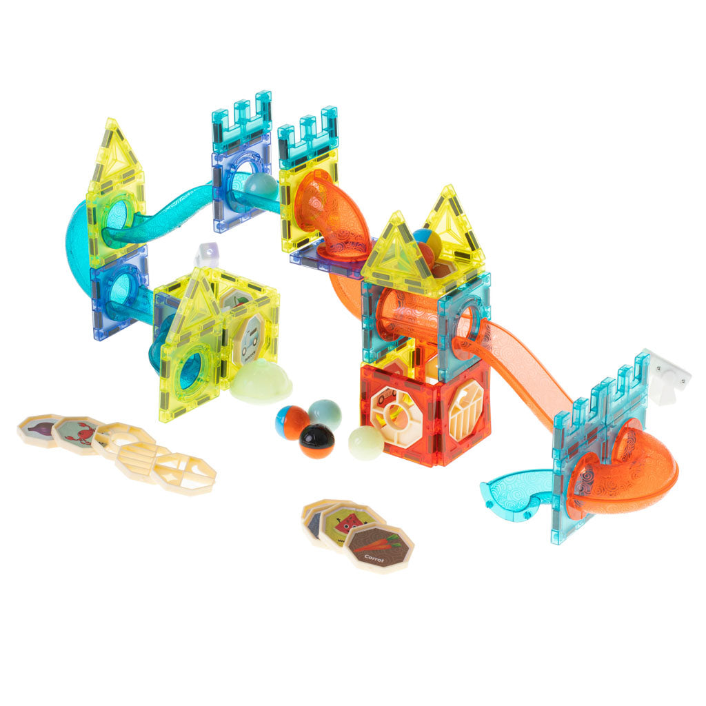 Klocki magnetyczne marble tor kulkowy świecący 75 elementów