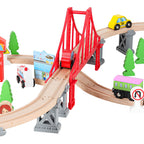 Kolejka drewniana pociąg tor samochodowy 70 elementów