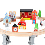 Kolejka drewniana pociąg tor samochodowy 70 elementów