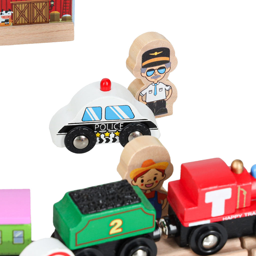 Kolejka drewniana pociąg tor samochodowy 70 elementów