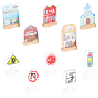 Kolejka drewniana pociąg tor samochodowy 70 elementów