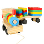 Kolejka pociąg lokomotywa klocki drewniane sorter układanka zręcznościowa 30cm